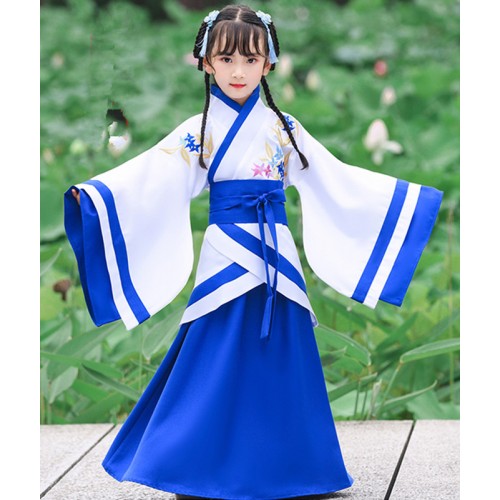 chinese hanfu Kids chinese folk dance costumes kimono dress children girls fariy princess cosplay dresses